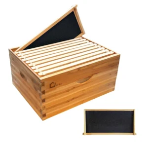 10 Frame Deep Brood Bee Hive Box Dipped in 100% Beeswax Wooden Frames Beehive Box for Beginner Beekeeper Beekeeping Supplies